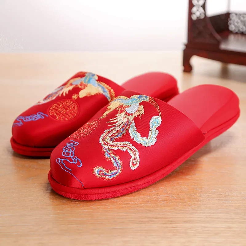 

Knot Wedding Husband Red Slippers Wedding Supplies Wife Festive Indoor Dowry Men's Winter Home Slipper Couples