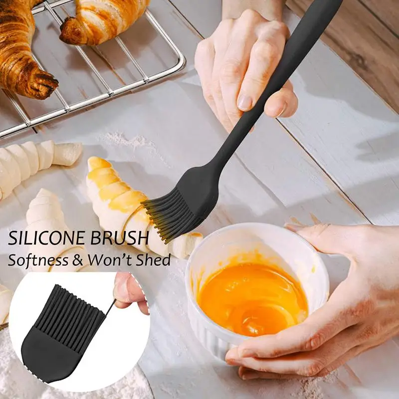 Non-stick Silicone Cream Spatulas Scraper Spoon Oil Brush Heat-resistant  Flexible Kitchen Utensils Set For Baking Cooking Ns2