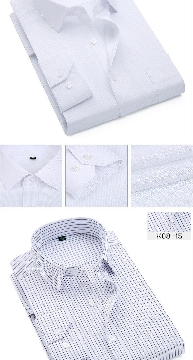 Классические Полосатые мужские рубашки с длинным рукавом и квадратным воротником, легкие в уходе, не железные деловые мужские топы