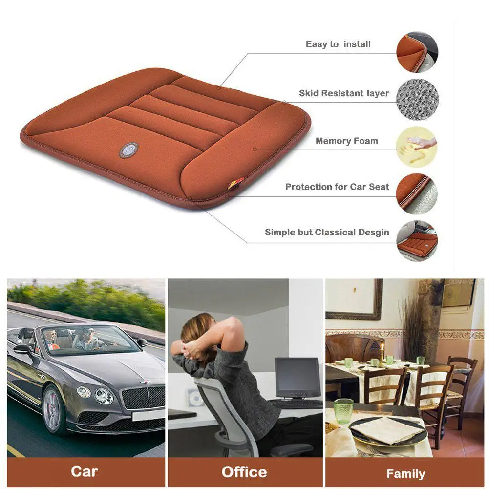 Car Seat Cushion Memory Foam Bundle Free Bundled Non-slip Single Piece Four Seasons Subtle Comfortable 1.2-inch | Автомобили и