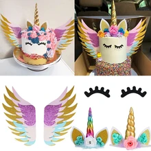 

Rainbow Unicorn Girl Cake Toppers Happy Birthday Decoration Kids Wedding Cupcake Toppers Baby Shower Favors Unicorn Party Supply