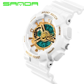 

SANDA Brand Military Sport Men's Watch LED Digital Back Light S Shock Wristwatch Waterproof diving Male Clock Relogio Masculino