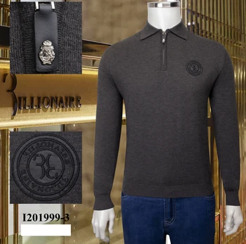 

Billionaire sweater Cowhide men's 2020 winter New Business warm zipper high quality embroidery big size M-4XL free shipping