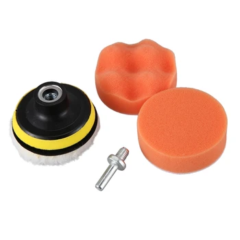

5Pcs 3 Inch Flat Wave Polished Sponge Wool Wheel Car Beauty Waxing Sponge Ball Kit