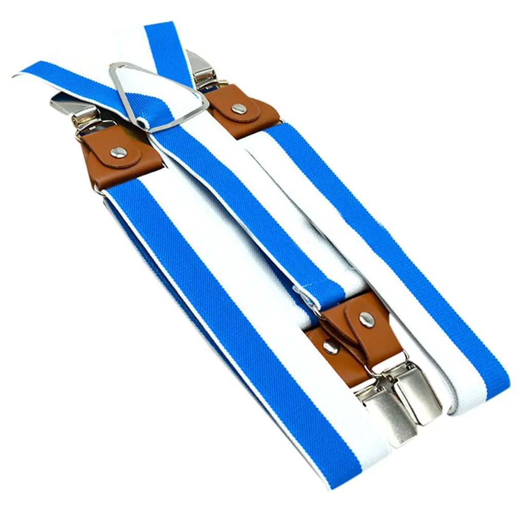 Регулируемый эластичный унисекс Подвеска для взрослых ремни Клип на мужские подтяжки 4 клип брюки подтяжки для женщин# H - Цвет: Light Blue