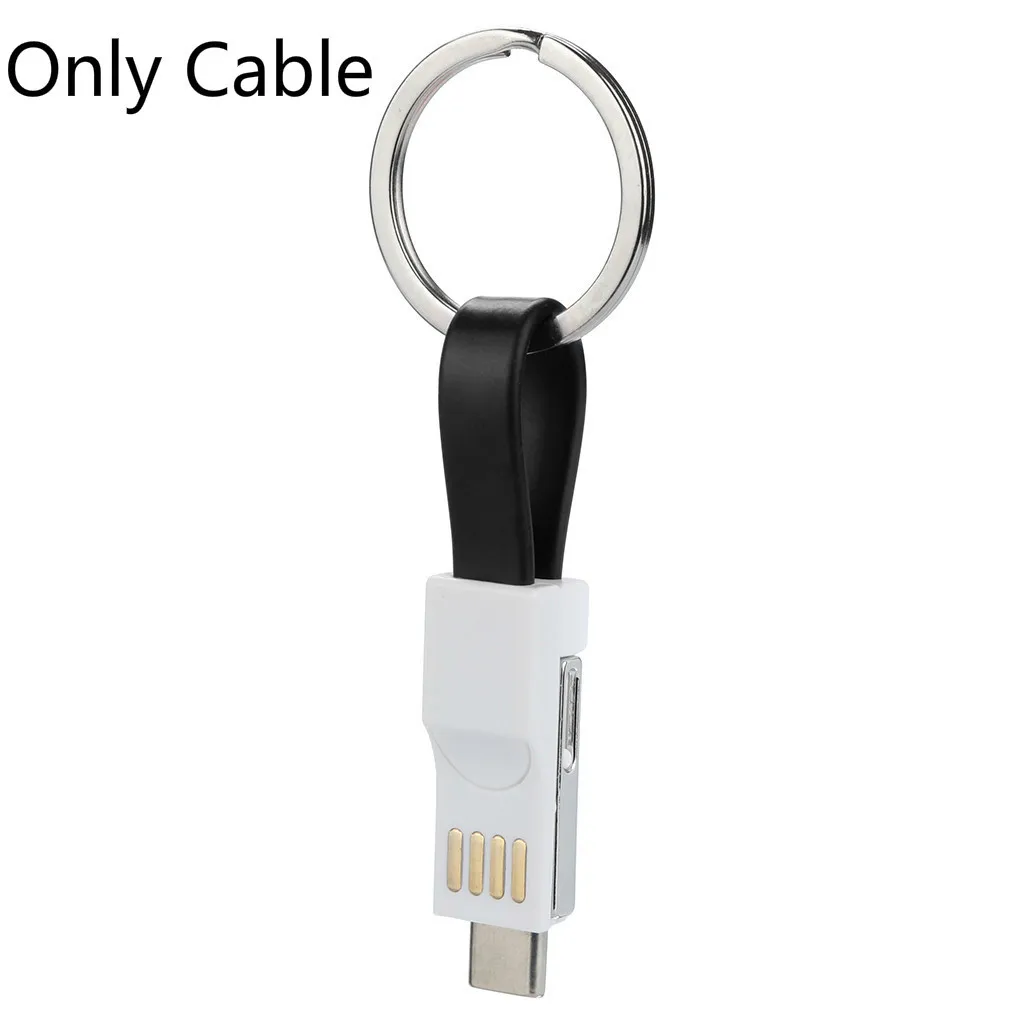 3 в 1 USB кабель Micro usb type C кабель освещения для iPhone XR X samsung HUAWEI 2A Мини Брелок Зарядное устройство кабели для зарядки - Цвет: black