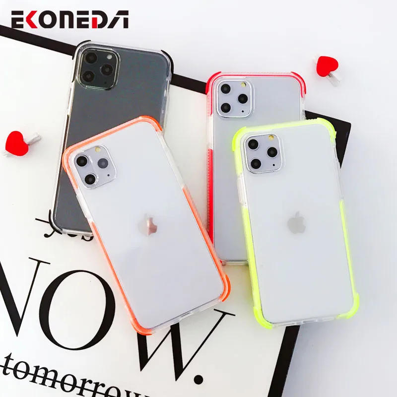 

EKONEDA Colors Anti-knock Frame Case For iPhone 7 6 6S 8 Plus Case Clear Silicone Back Case For iPhone X XS Max XR 11 Pro Max