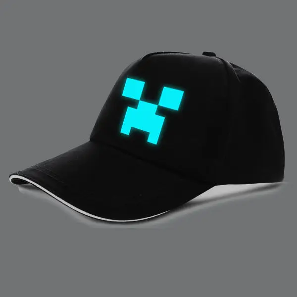 New Hat Minecrafts Cartoon Action Kid Luminous Sun Baseball Peaked Cap Spring Hip Hop Hats Action for Children Toy Birthday Gift