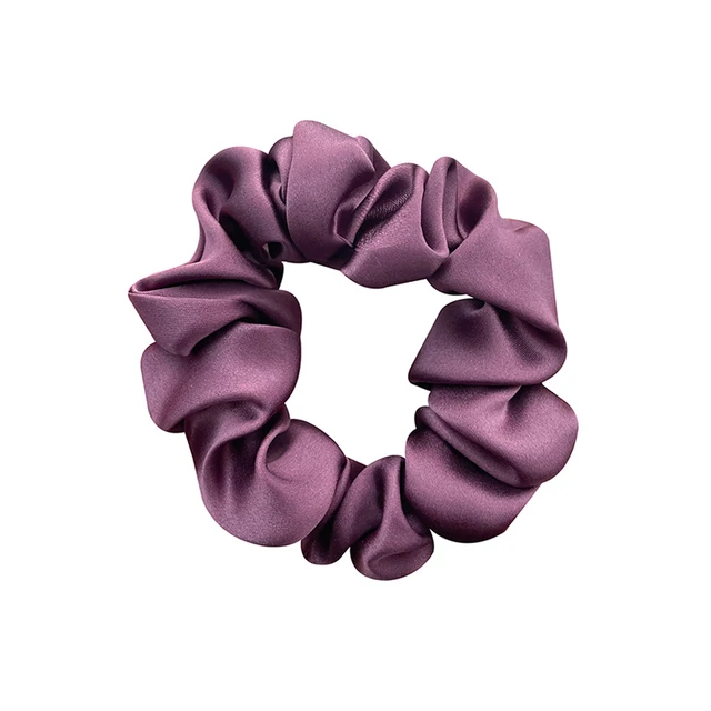 2021 New 100% Pure Mulberry Silk Large Tie Hair Silk Simple Pure Color Retro Hair Bands For Women Hair Tie Rope Accessories Girl Purple