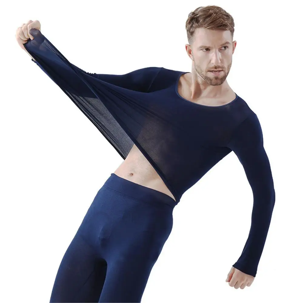 Бесшовное эластичное термо нижнее белье верх+ низ для мужчин camiseta interior termica legging homme E