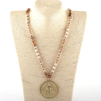 

Fashion Bohemian Tribal Jewelry Natural Stones and Glass Long Knotted Crystal Big Disco Metal Pendant Necklaces