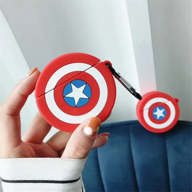 Мстители Капитан Америка Airpods Сумка косплей 3D значок Bluetooth гарнитура силикагель