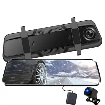 

10 Inch Touch Screen Driving Recorder Night Vision Dual Lens Rearview Mirror Electronic Dog Speed Measuring Machine 1 Set