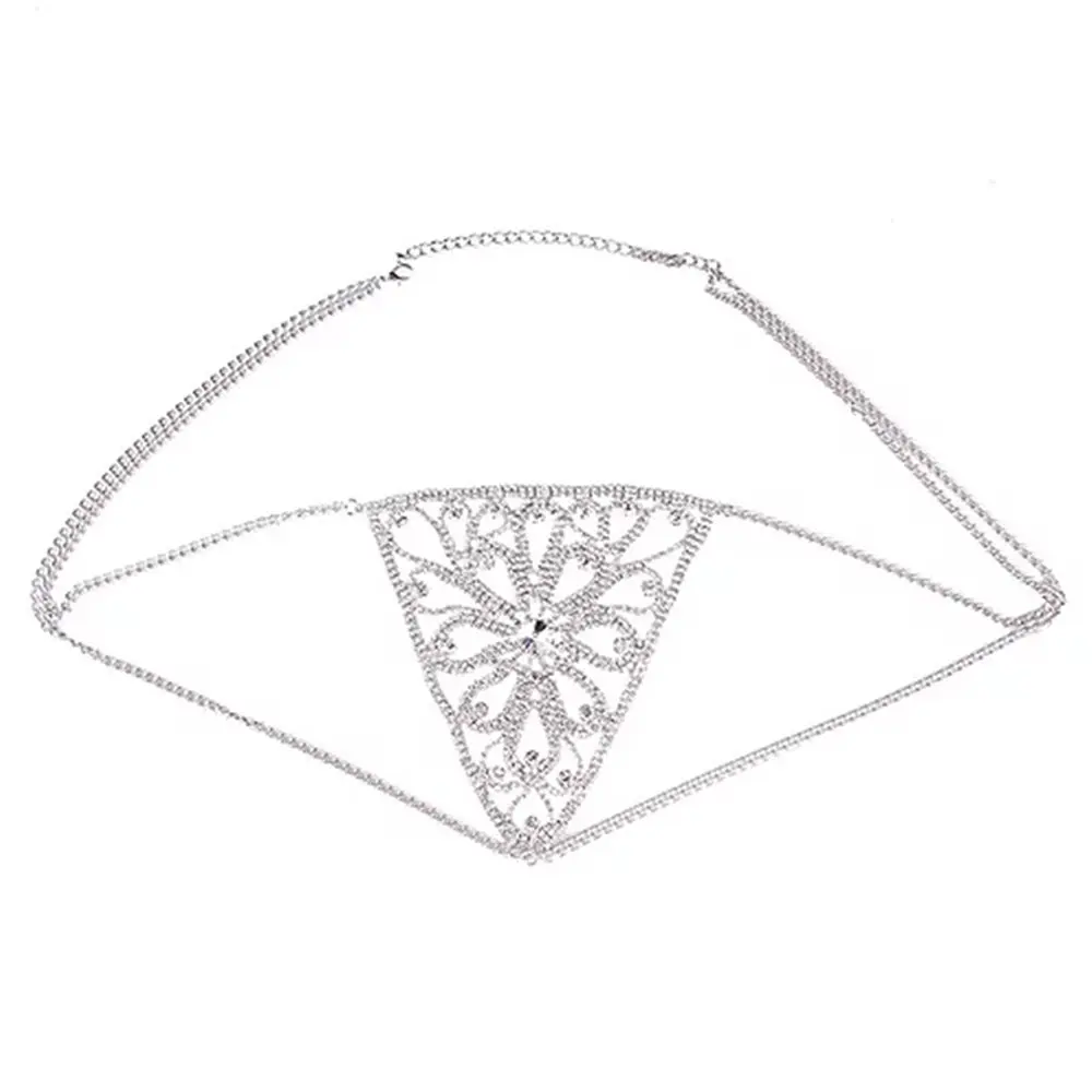 Exclusive Design Sexy Body Accessories Luxury Rhinestone Leaf Underwear Thong Panties Crystal Body Jewelry Waist Chain for Women