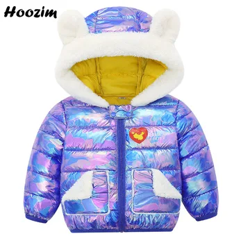 

Winter Print Heart Letter Hooded Jacket For Girls 18M-6 Years Kids Outerwear With Ears Beauty Shine Park Girls Pretty Baby Coat