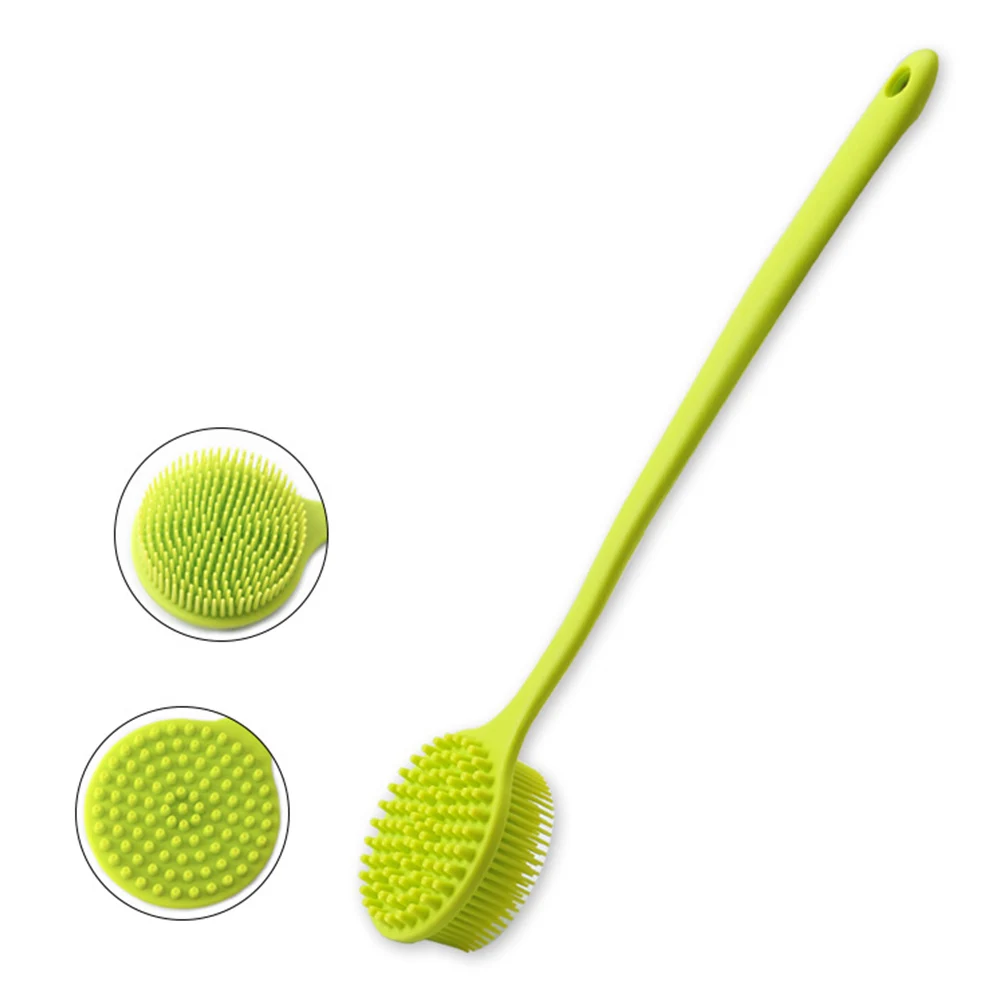 1 pcs Silicone Brush Back Scrubber with Long Handle Bath Body Brush Healthy Skin Care Bathroom Shower Accessories