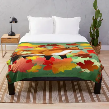 

Soft Blanket for Bed Sherpa Flannel Fleece Blanket Home Travel Sofa Soft Throw Blanket A Fox In Fall
