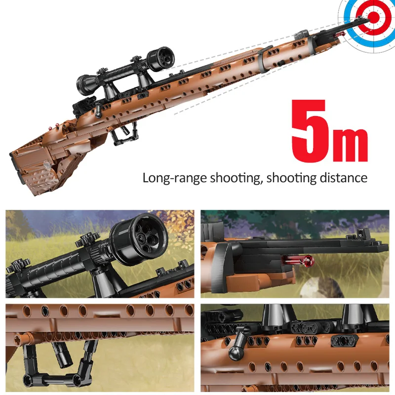 DIY WW2 строительные блоки военный технический пистолет AWM 98K модели пистолетов