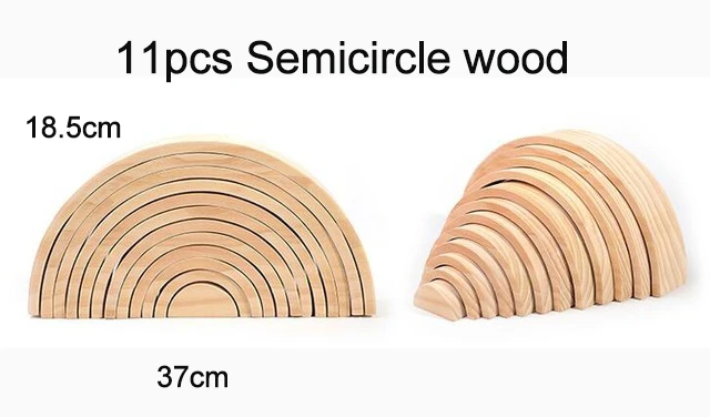12-Wood Детские игрушки большие 12 шт. Радужный штабелер деревянные игрушки для детей креативные радужные строительные блоки Монтессори Развивающие игрушки для детей - Цвет: 12-Wood