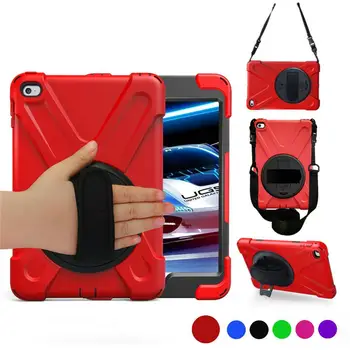

Case for Apple iPad mini 4 5 7.9 inch 3-layers Rugged PC+Silicone hard Cover w/360 Swivel Stand holder, Hand Strap & Neck Strap