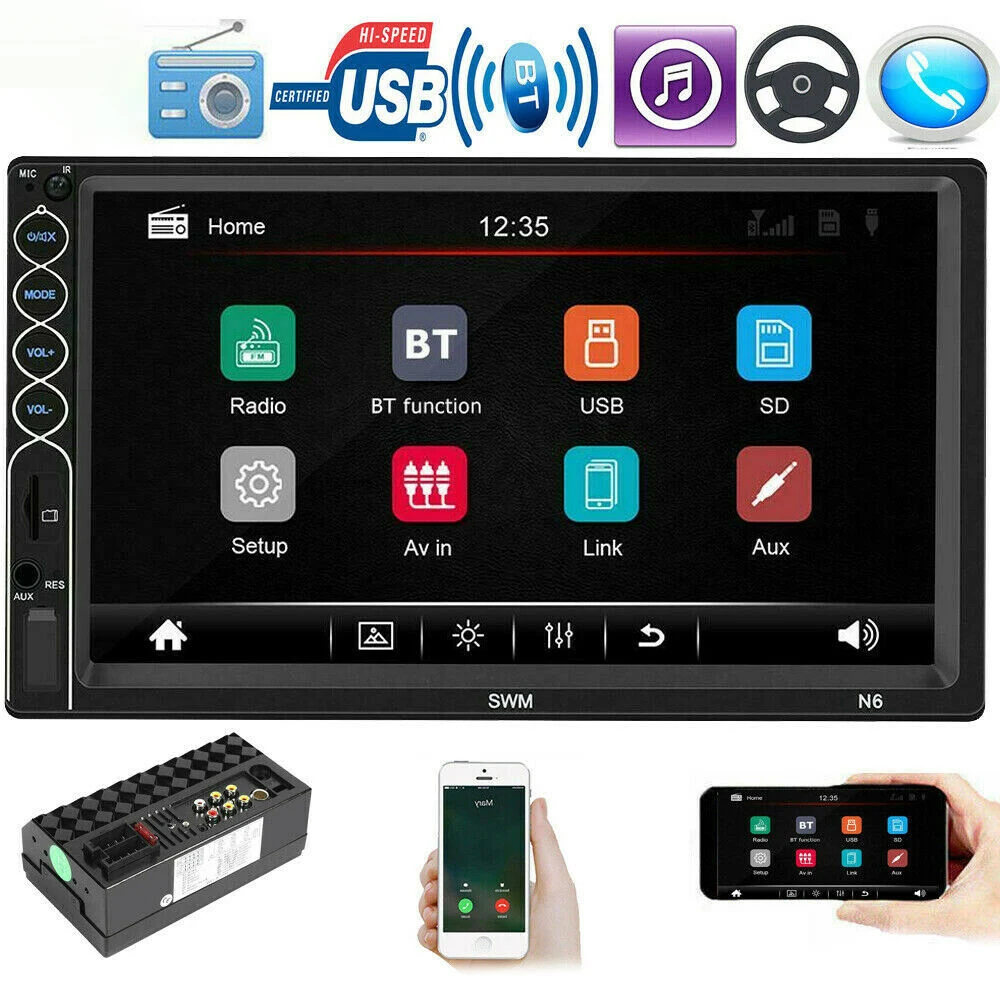 

7 inch 2 din Car Multimedia Player GPS Navigation with Map HD Touch Screen Bluetooth FM Radio MP3 MP5 Player Radio USB/TF AUX