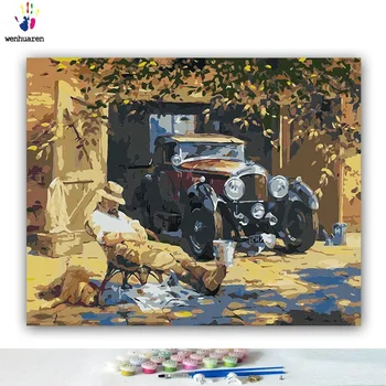 

DIY Coloring Paint by Numbers Alan Fearnley Favorite Car Pictures Abstract Figure Paintings Canvas One Piece Classical Propylene