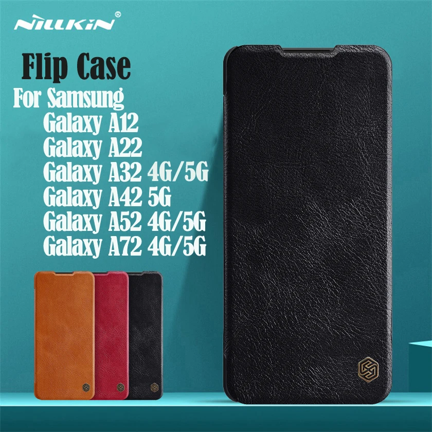 For Samsung Galaxy A52 A72 A12 A32 A42 5G 4G Flip Case Nillkin Qin Leather Book Case Card Pocket Wallet Flip Cover Phone Bags