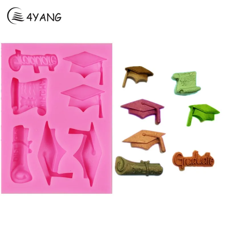 

4 YANG Graduation Hat Silicone Mold Fondant Lace Mold Cake Decorating Tools Chocolate Mold Silicone Cake Mold Cake Tools