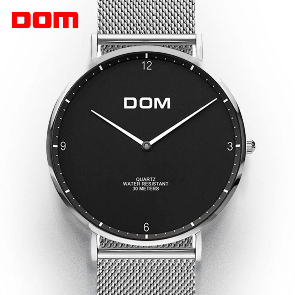 DOM Watch Men Top Luxury Brand Men's Watches Ultra Thin Stainless Steel Mesh Band Quartz Wristwatch Fashion casual M-32D-1MS ремешок deppa band mesh 42mm лавандовый 47148