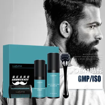 

4 Pcs/set Hair Growth Enhancer Set Barbe Beard Growth Kit Beard Growth Essentital Oil Facial Beard Care Set