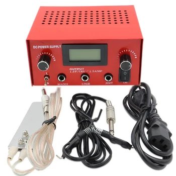

Tattoo Power Supply Red Dual Digital LCD Power Supply Set with Plug Clip Cord Foot Pedal for Tattoo Machine Free shipping