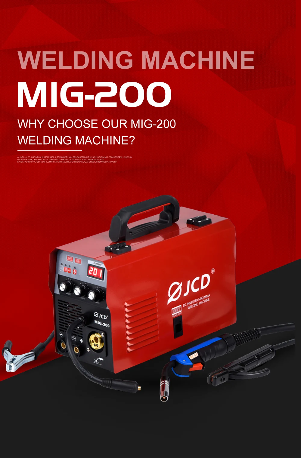 Equipo de soldar JCD Mig de 220V MMA IGBT CC 200/160A