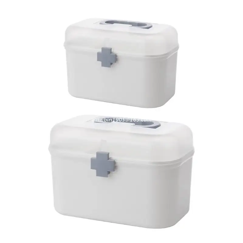 Household Family Medicine Plastic Storage Box Double Layer First Aid Bin with Handle Removable Tray Portable Large Kit Dropship | Дом и сад