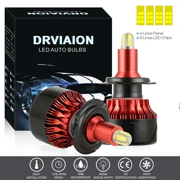 

DrViAion 8-sides 3D LED Headlight Conversion Kit Bulbs 120W 18000LM High Power 6500K H7