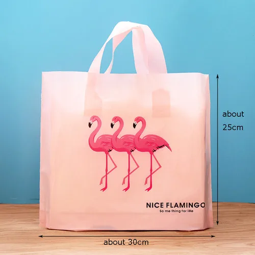 pink flamingo 50 шт. большой размер Фламинго Подарочный пластиковый пакет с ручками для хранения одежды спасибо шоппинг Упаковка Сумки Свадебная вечеринка украшения - Цвет: pink flamingo
