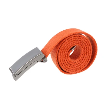 

Unisex Plain Webbing Canvas Metal Buckle Belt (Orange)