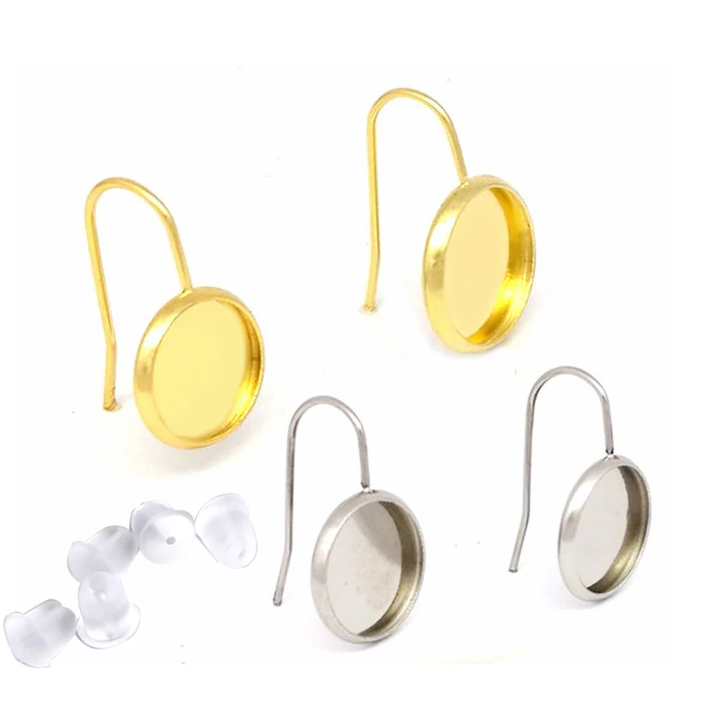 

New 10pcs 8 10 12 mm 316L Stainless Steel Earrings Cabochon Hook Tray Base DIY Making Earrings Jewelry Supplies for Jewelry