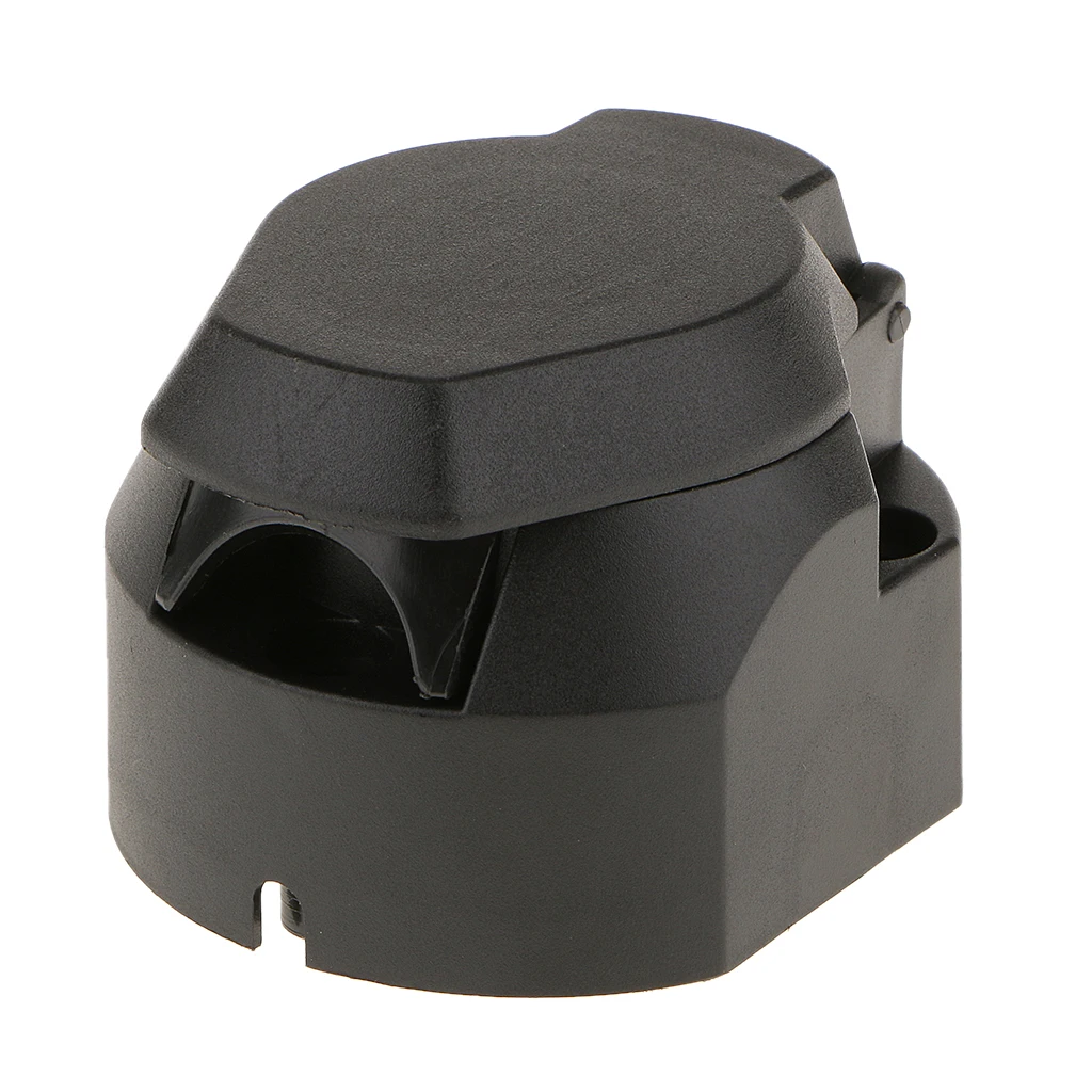 7 Pin Copper Short Towing Caravan Socket Plug Connector PVC, Black