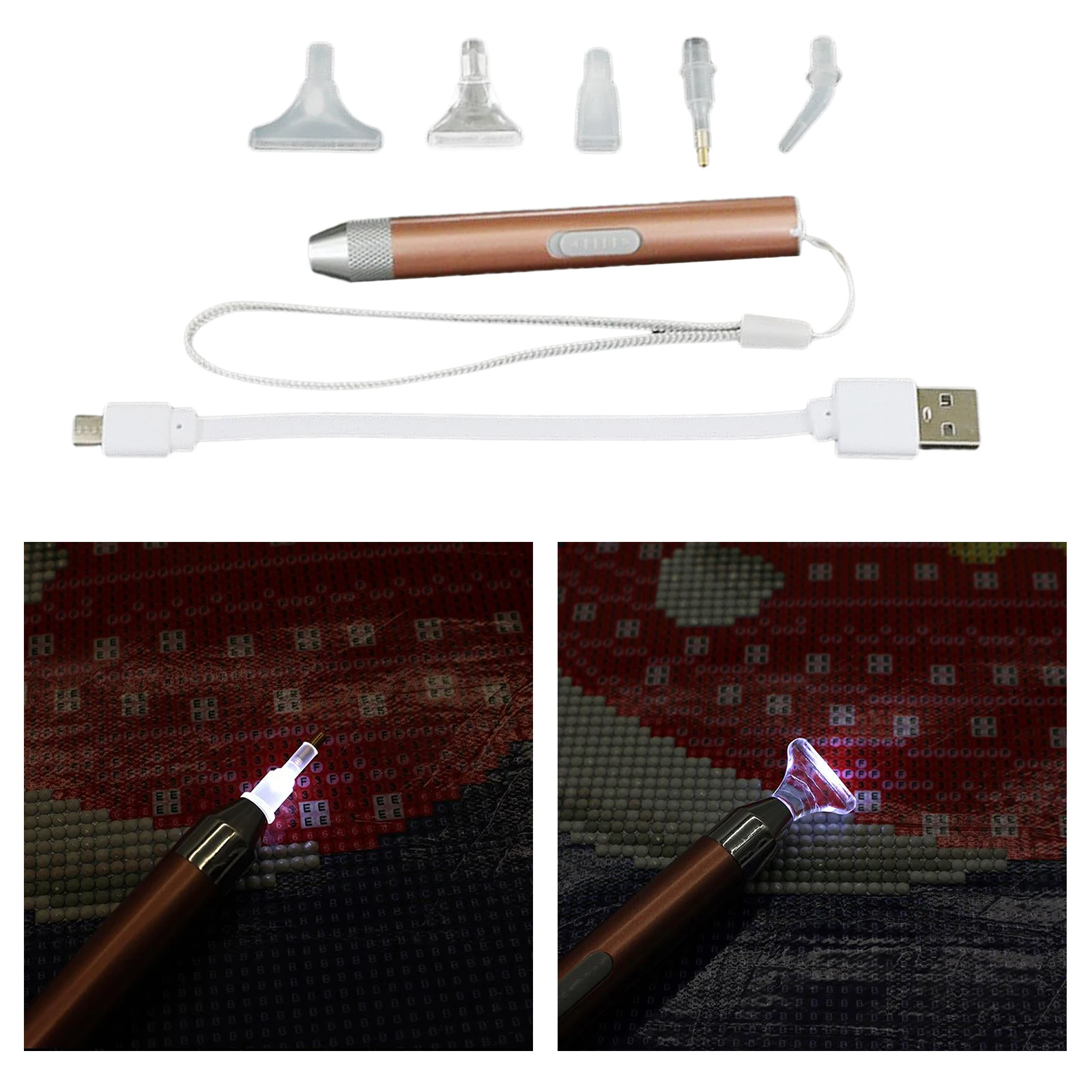DIY Diamond Drill Pen with Light Diamond Painting Tools Quick Point Stylus Pen Cross Stitch Embroidery Kits Tool