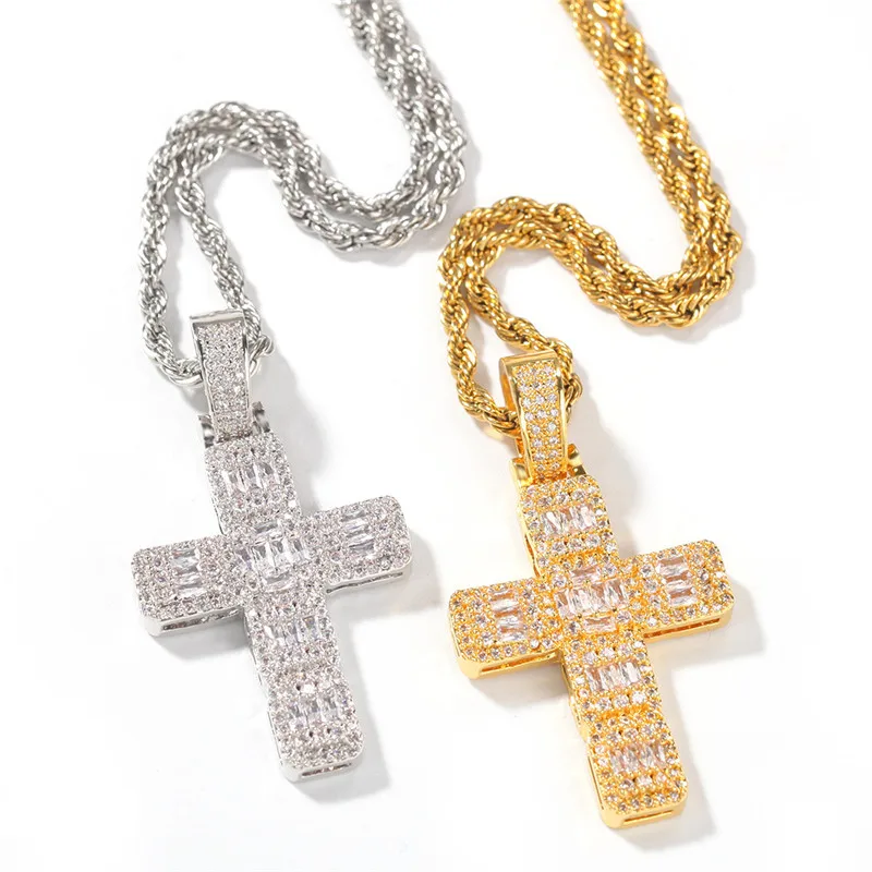 homens presentes com corrente bling baguette zircônia cúbica hip hop jóias