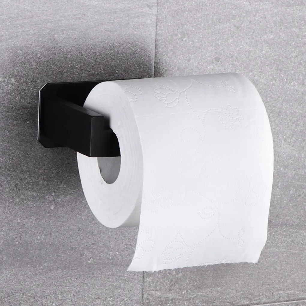 1pcs Self Adhesive Bathroom Accessories Set No Drill Brush Finish Towel Bar  Towel Hook Towel Ring Toilet Paper Holder (Color : W Paper Holder)