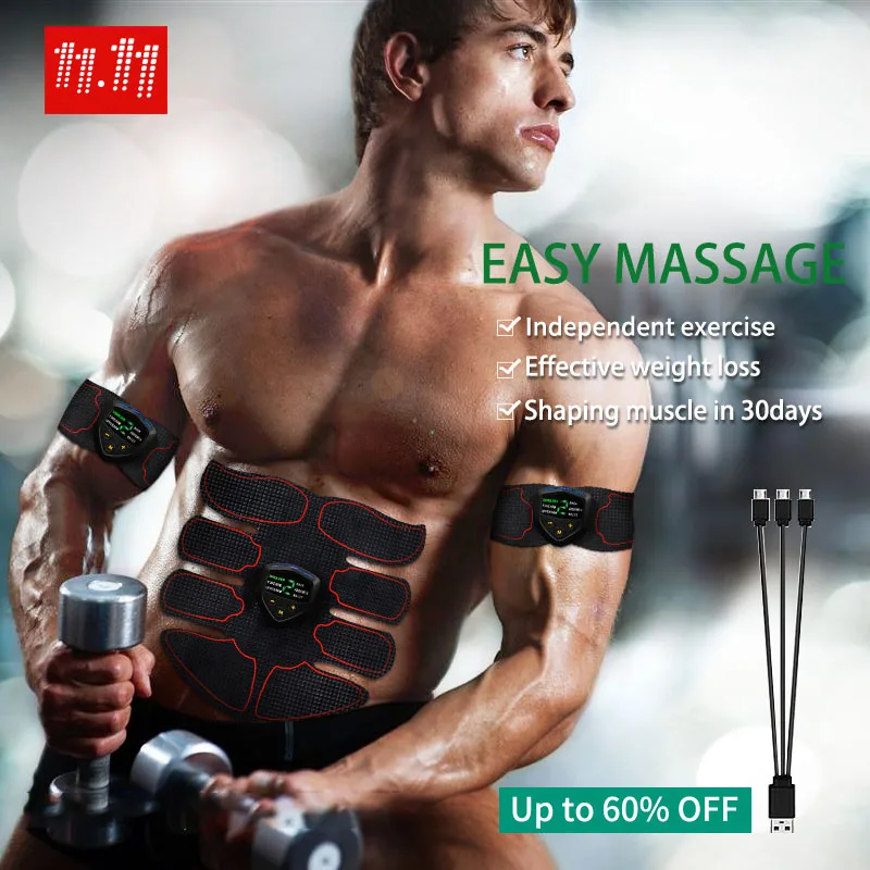

Electronic Muscle Stimulator EMS Smart Muscle Toner ABS Fitness Body Massager Rechargeable Muscle Toner EMS Muscle Trainer
