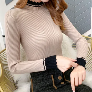 

2019 Pullover Jumper Sweater Women Room 137233, Row 6, No.4, Lower] Actual Photo Of New Slim Collar T-shirt Bottoming Shirt 34