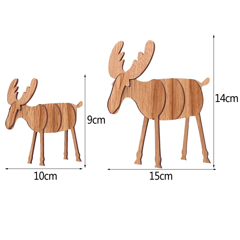 Christmas Wooden Reindeer Xmas Tree Elk Splice Ornament for Christmas Home Decoration New Year Kids Favor Supplies