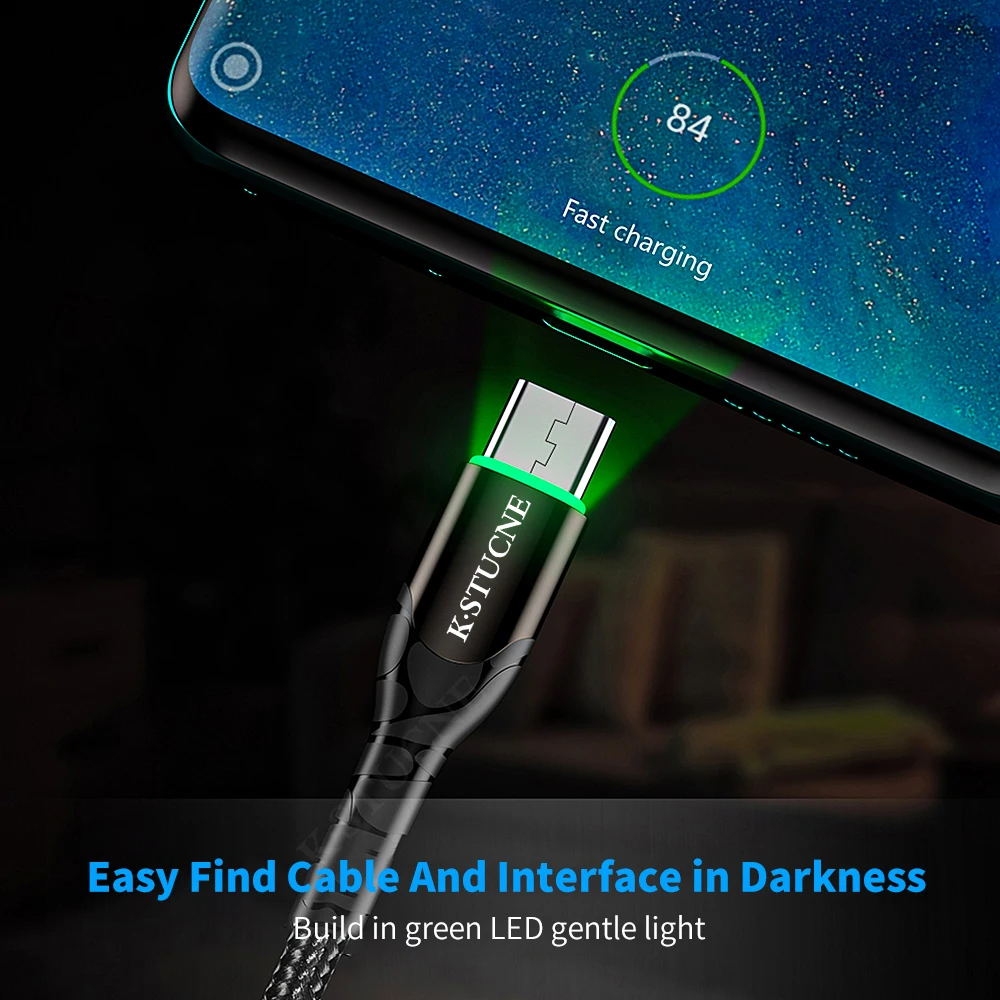 LED Micro USB Cable 3A Fast Charging For Samsung J5 A5 A7 J7 Xiaomi LG Mobile Phone USB Microusb Cable Android Mobile Phone Line