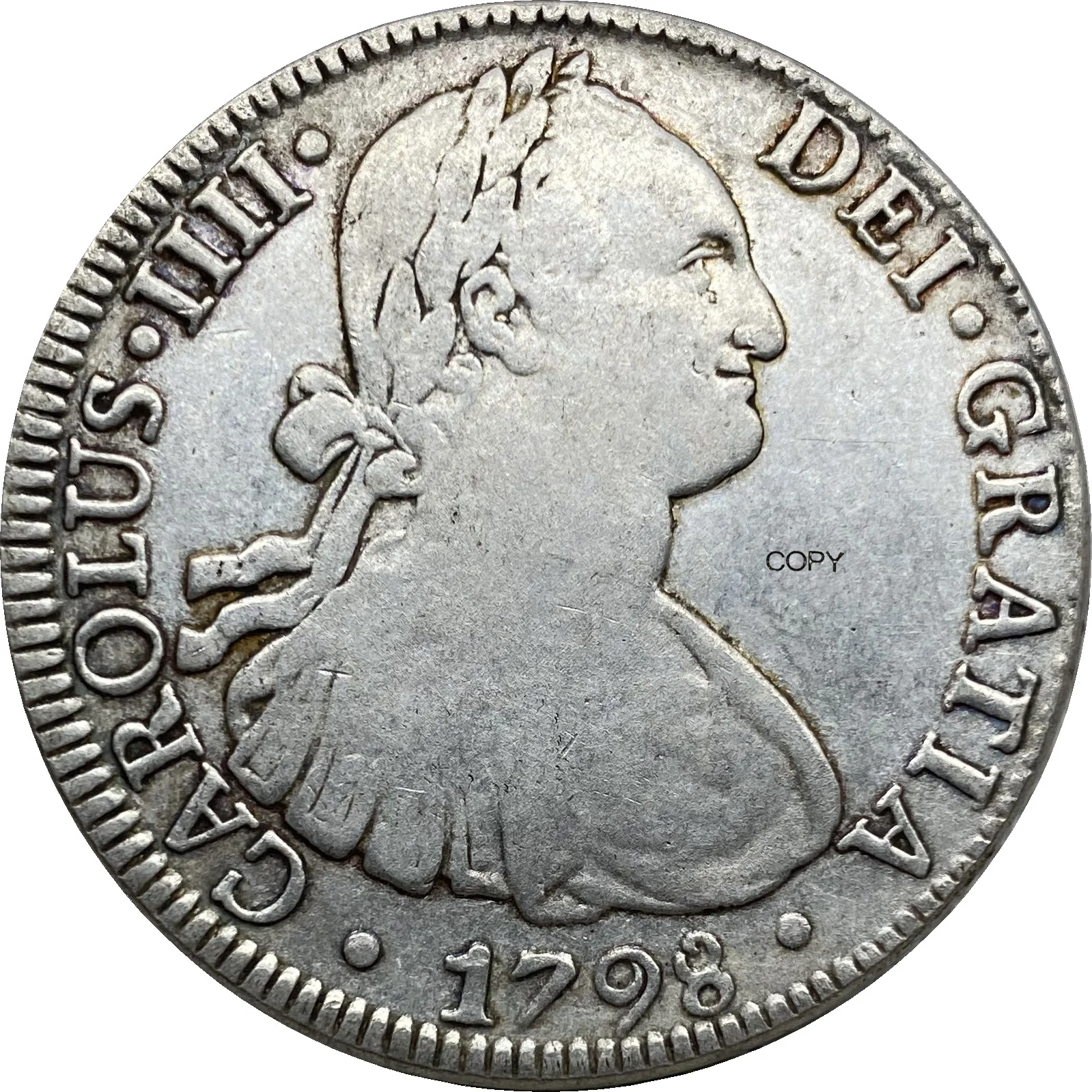 Mexico Coin 8 Reales Carlos III 1798 Coin Cupronickel Plated Silver Copy Coins