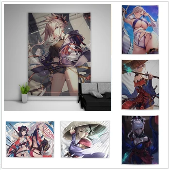

Fate Grand Order Saber Miyamoto Musashi Tapestry Art Wall Hanging Sofa Table Bed Cover Home Decor Dorm Gift