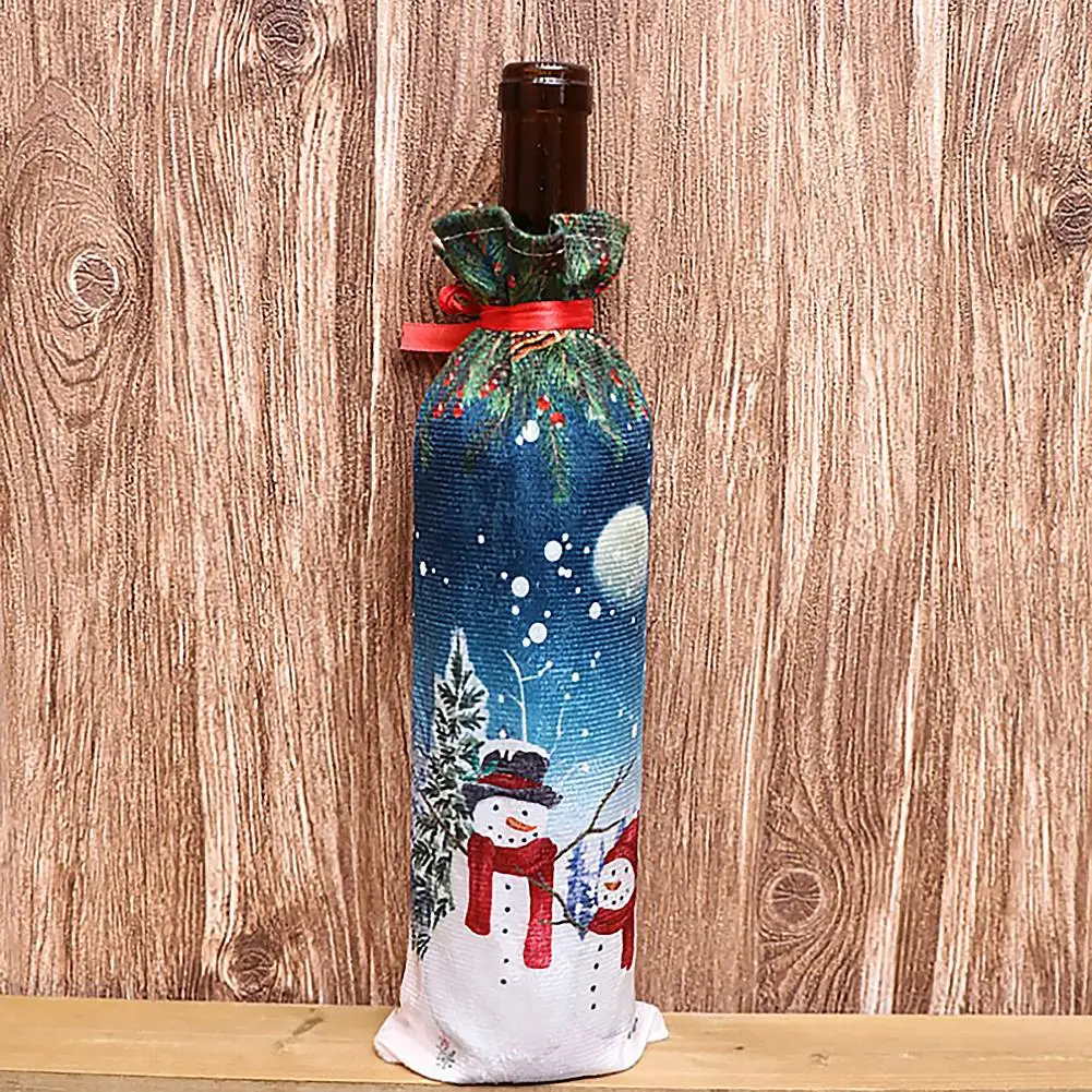 1pcs New Year Christmas Wine Bottle Dust Cover Bag Santa Claus Noel Dinner Table Decor Christmas Decorations for Home