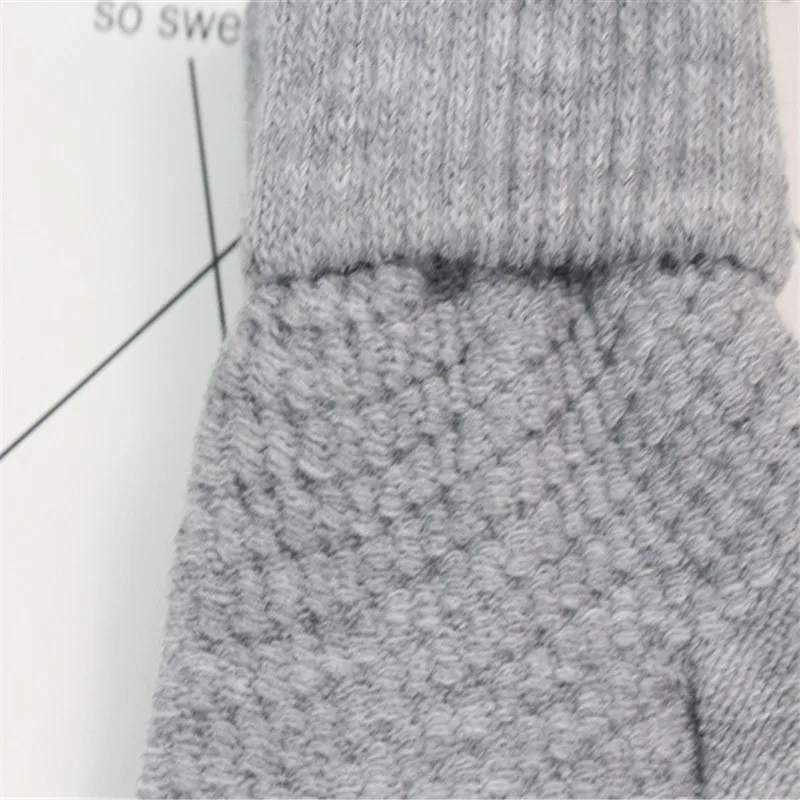 MINHIN Зимние перчатки для сенсорного экрана для женщин и мужчин, теплые вязаные варежки из синтетической шерсти на весь палец, одноцветные перчатки