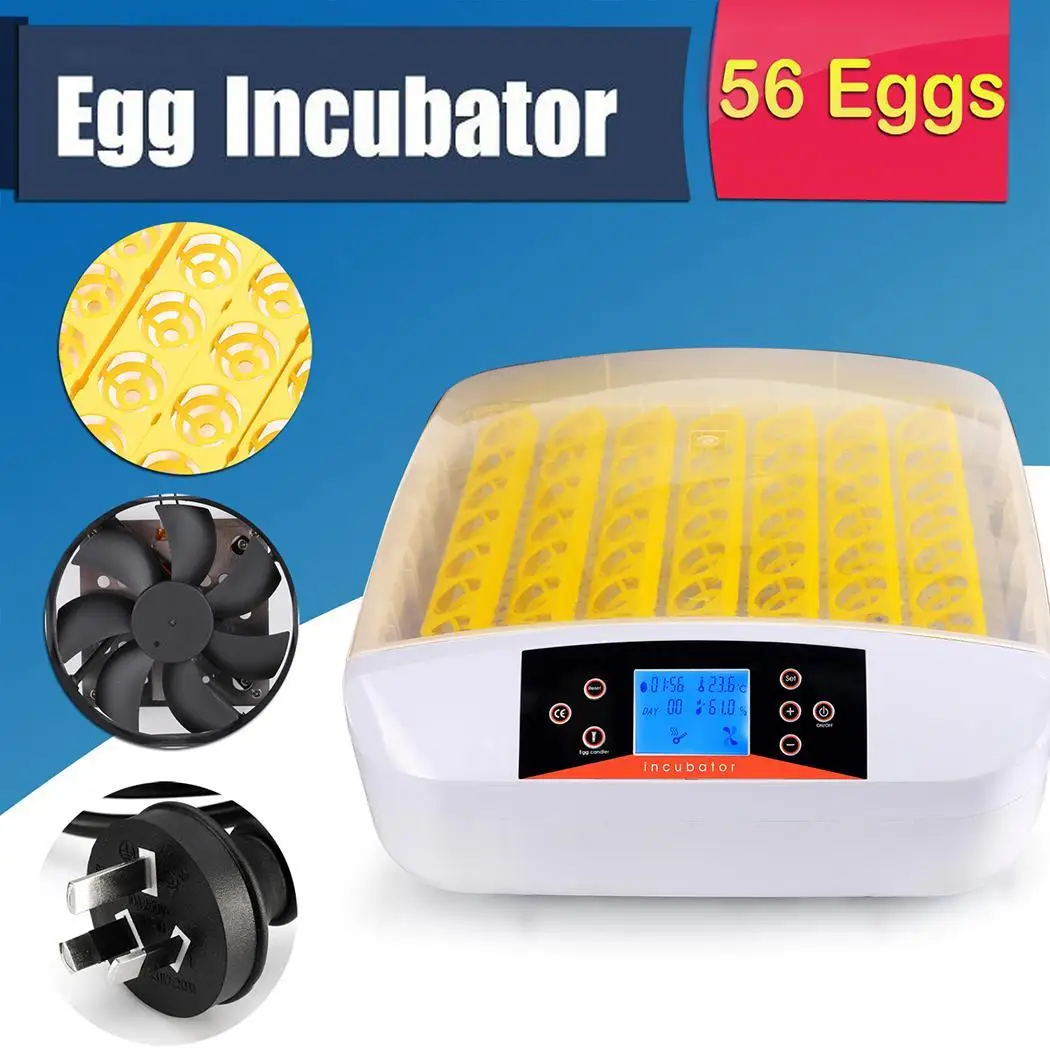 

New Intelligent Automatic Digital Hatching 56 Eggs Incubator Chicken Duck Egg Hatcher for Chicken Duck Transparent Plastic Cheap